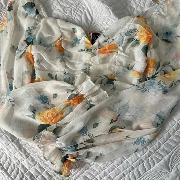 Windsor Floral Blouse in Cream and Orange - Picture 1 of 3